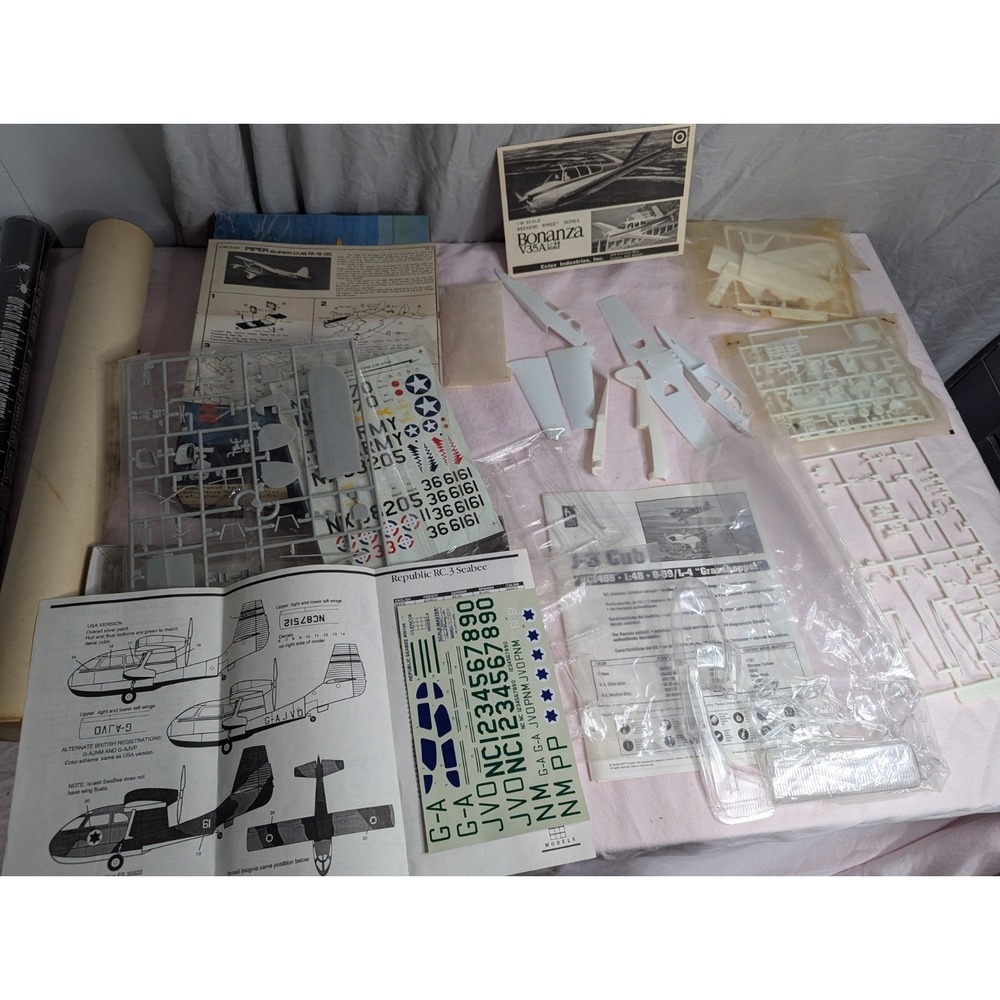 Vintage Model airplane kit Pieces parts see description‎ J3 Cub Bonanza Military